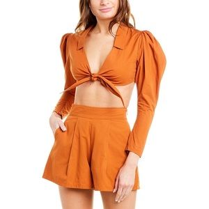 Weworewhat Bisou crop top tie front NWT